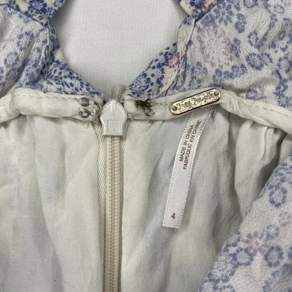 Free People Delfonic Flirty Paisley Romper Size 4 Blue Cross Back Straps Lined - Picture 3 of 12